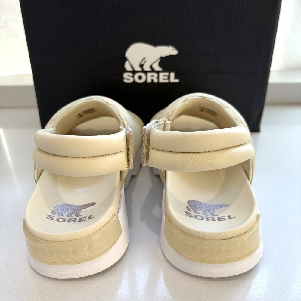 Sorel Viibe Slingback Sandals Quilted Puffy Leather Honey White Size 7 NEW - Picture 4 of 7